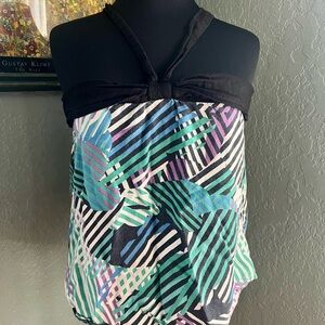 ROXY Y2K Multicolor Striped Women's Halter Tank Top Early 2000s Fashion